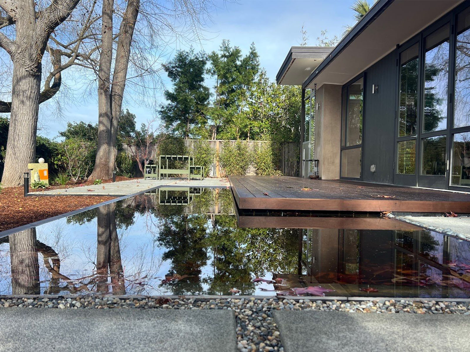 pond and deck